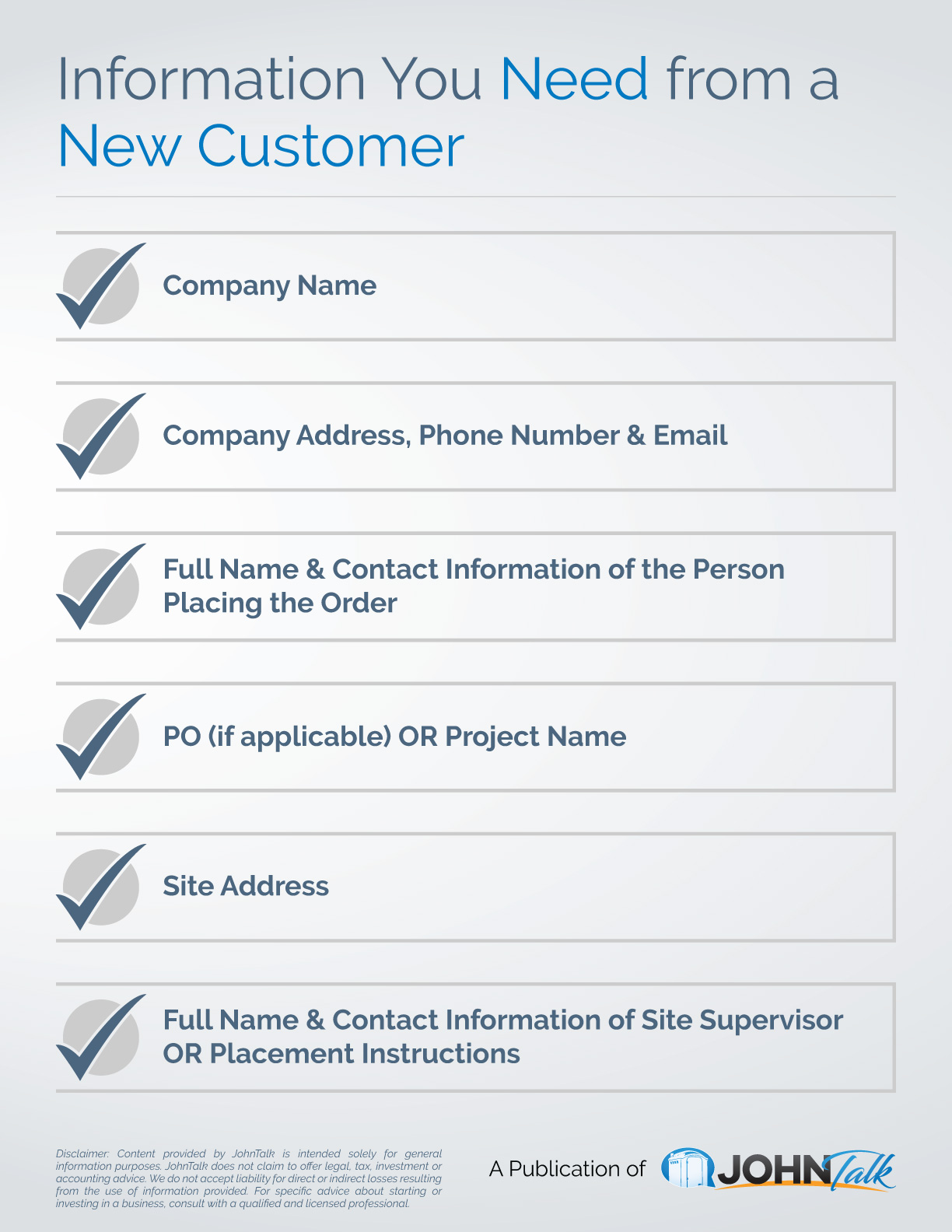 Information You Need from a New Customer