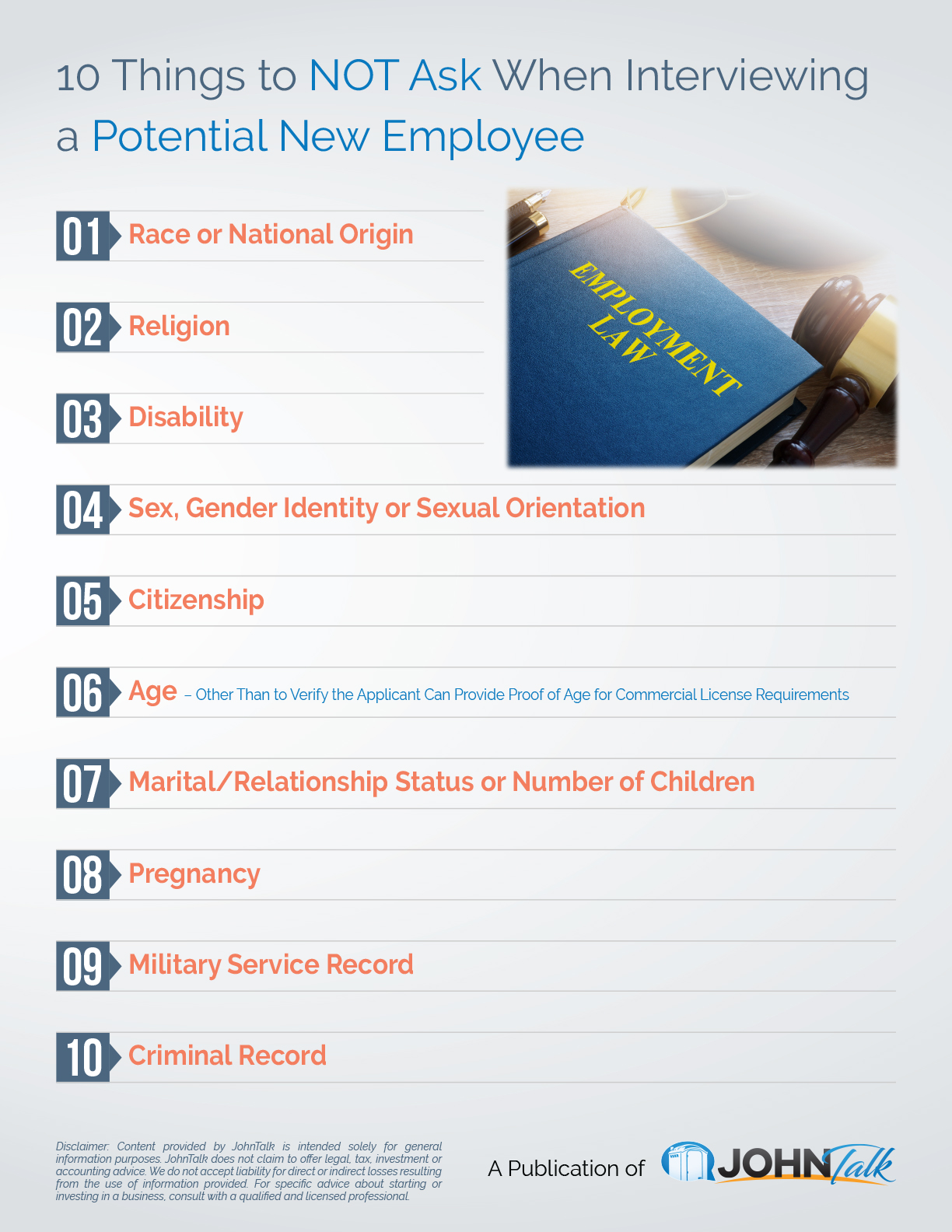 10 Things to NOT Ask When Interviewing a Potential New Employee