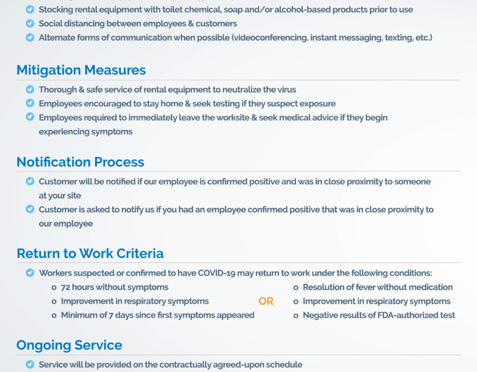 COVID-19 Response Checklist for Customers