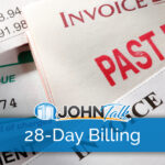 A closeup of a stack of invoices