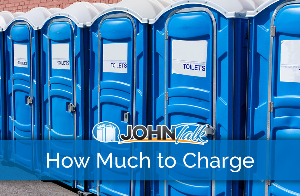 A row of blue portable toilets