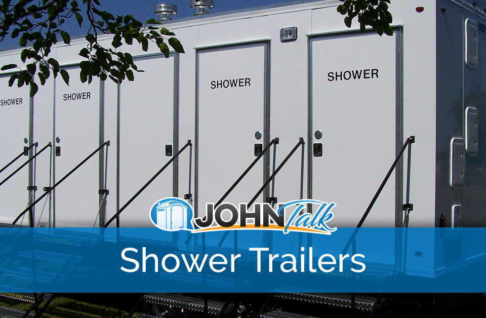 A 4-stall portable shower trailer