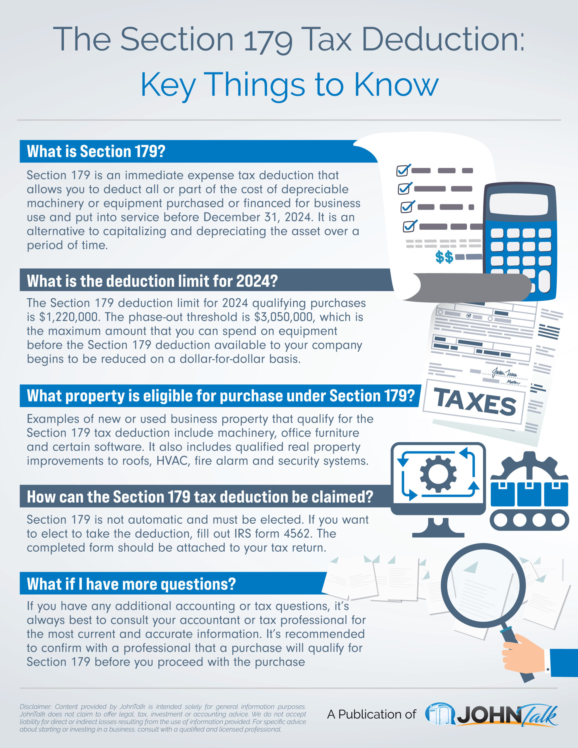 Infographic for the topic The Section 179 Tax Deduction: Key Things to Know
