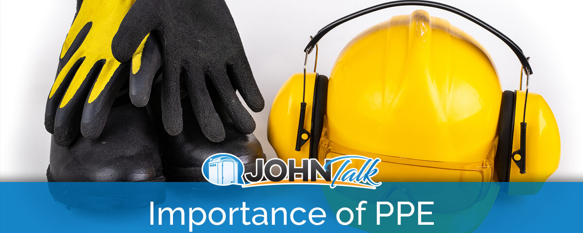 Gloves, boots, a hard hat and safety earmuffs