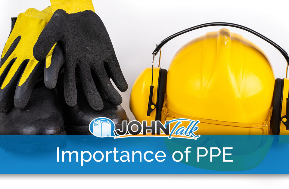 Gloves, boots, a hard hat and safety earmuffs
