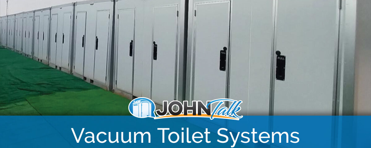 A row of white units containing vacuum toilet systems